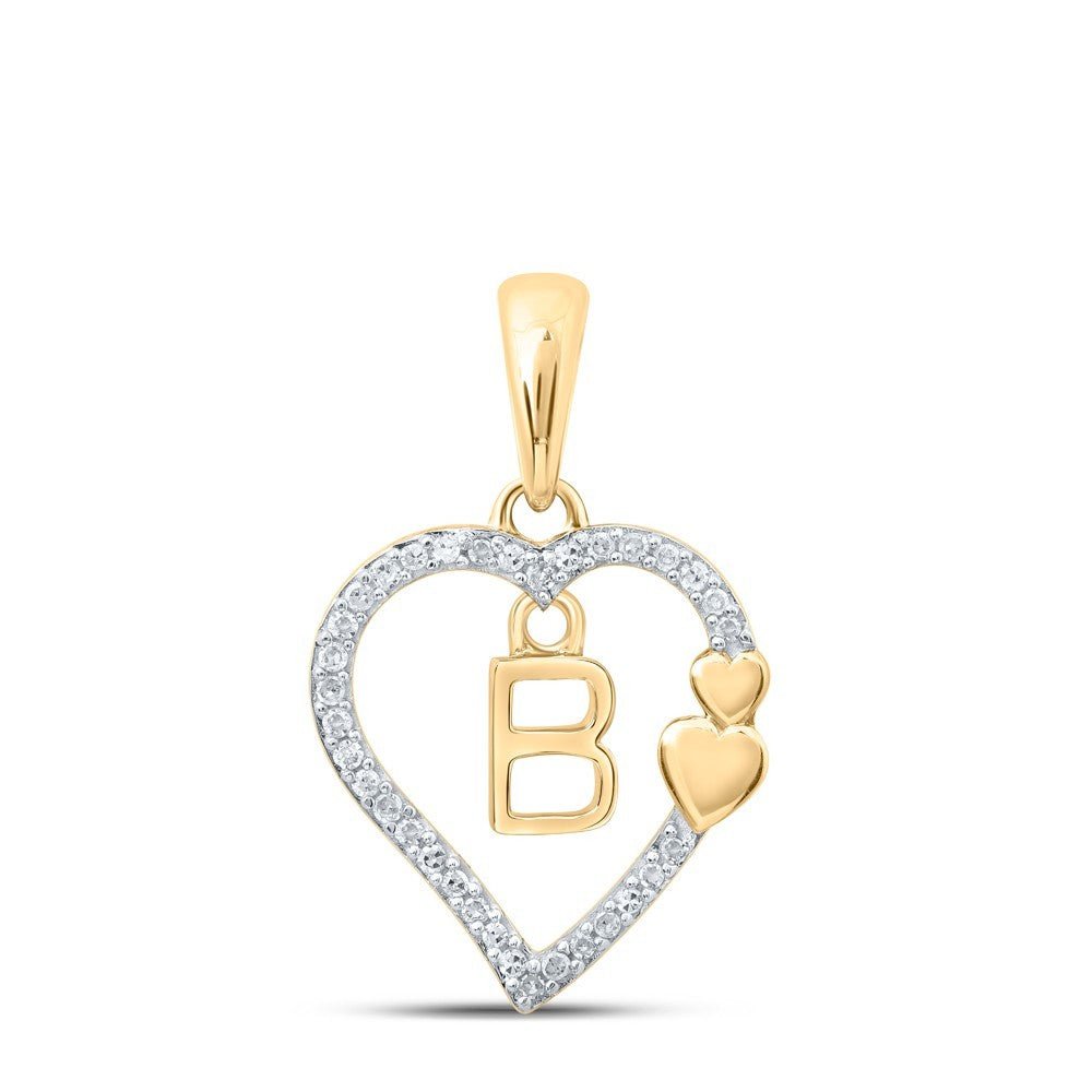 10k Yellow Gold 0.11CTW Natural Diamond Initial "B" Charm 1.2g Alphabet Pendant - Elite Jewelers - Charms & Pendants