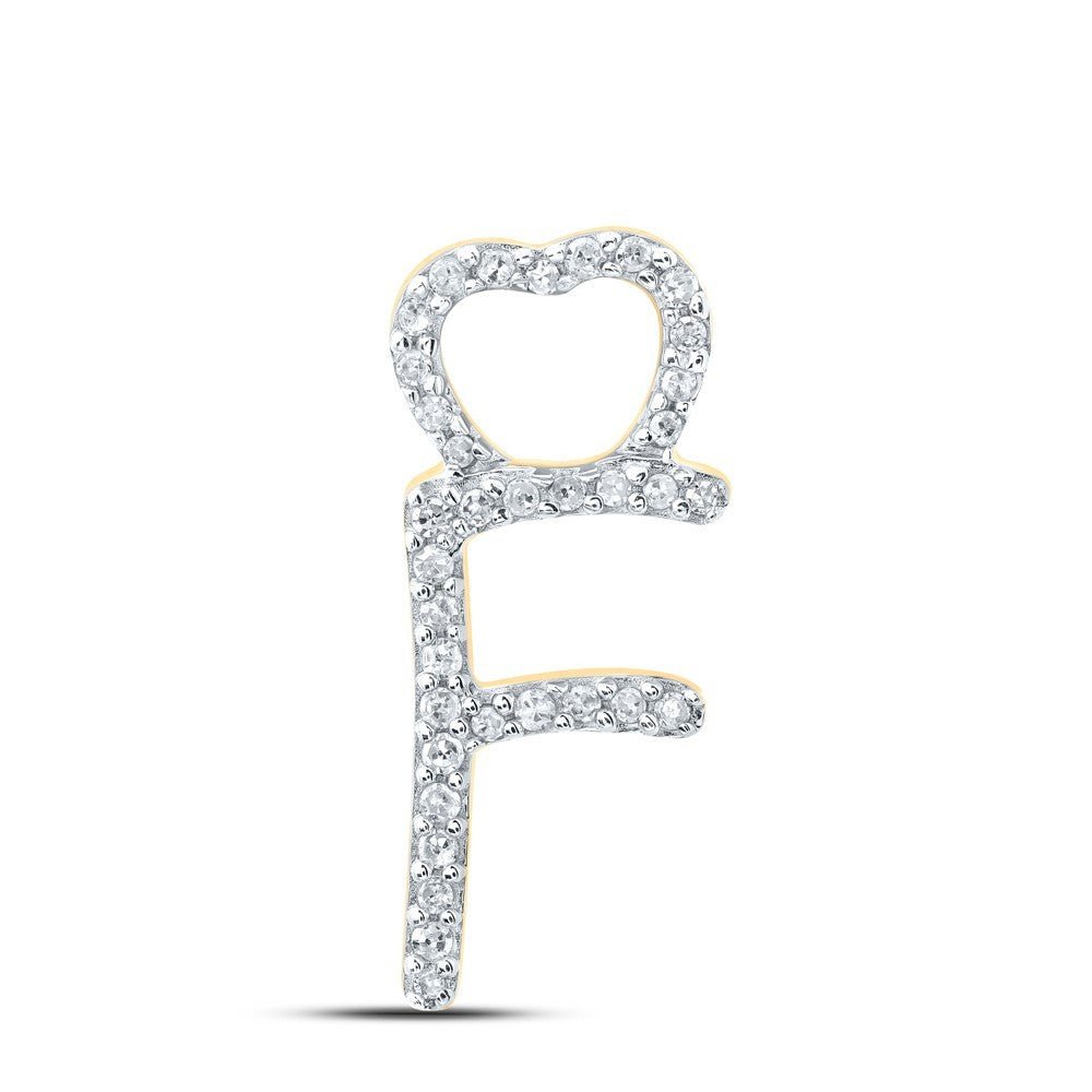 10k Yellow Gold 0.11CTW Natural Diamond Initial "F" Charm 0.76g Letter Pendant - Elite Jewelers - Charms & Pendants