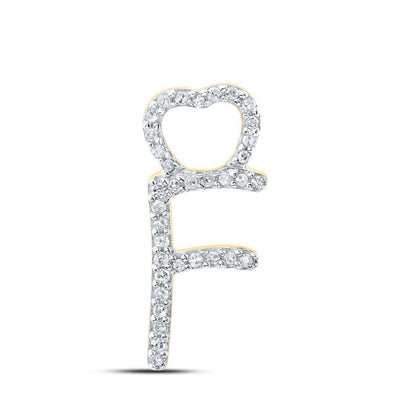 10k Yellow Gold 0.11CTW Natural Diamond Initial "F" Charm 0.76g Letter Pendant - Elite Jewelers - Charms & Pendants