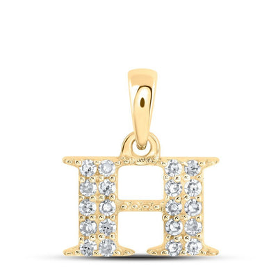 10k Yellow Gold 0.11CTW Natural Diamond Initial "H" Charm 0.64g Letter Pendant - Elite Jewelers - Charms & Pendants