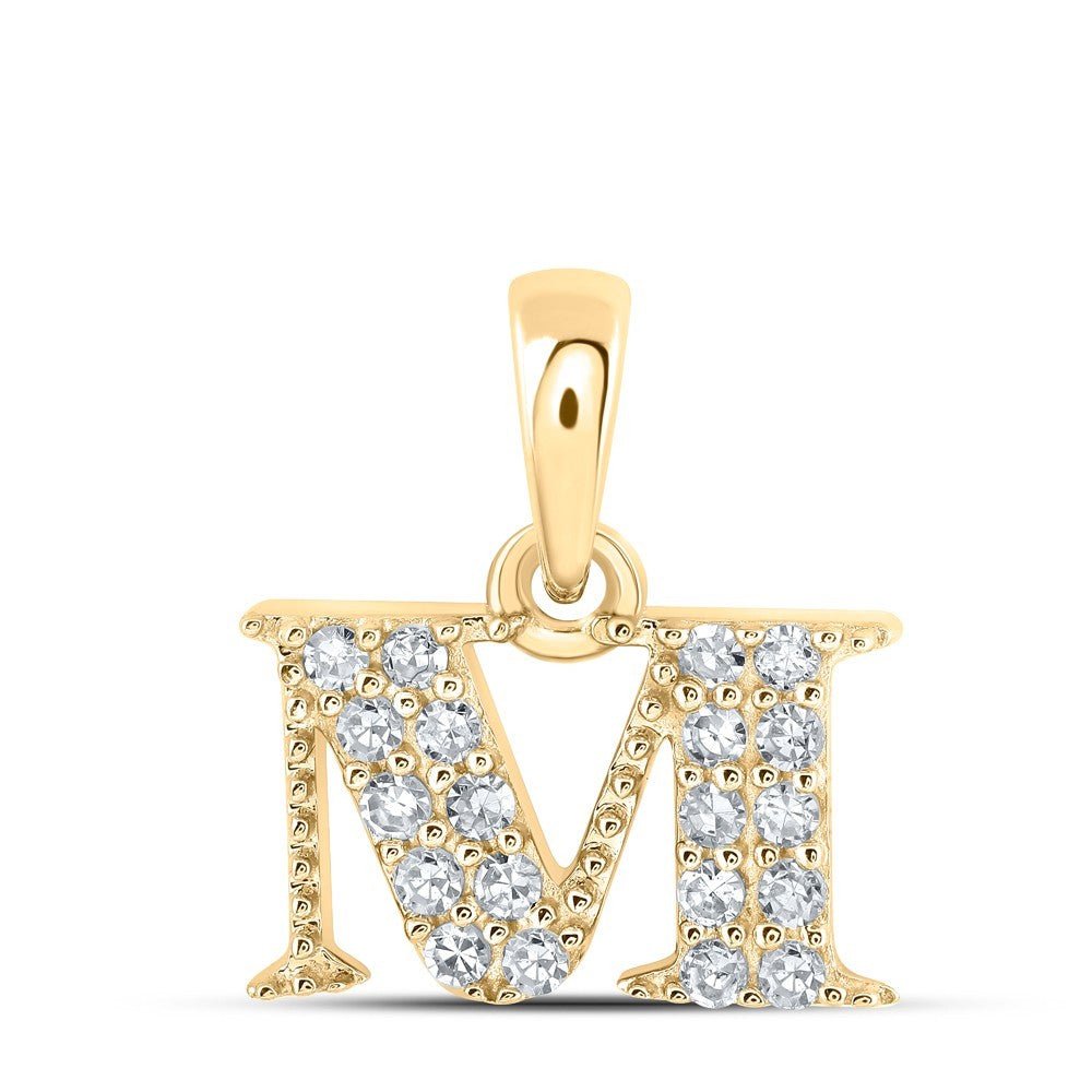 10k Yellow Gold 0.11CTW Natural Diamond Initial "M" Charm 0.65g Letter Pendant - Elite Jewelers - Charms & Pendants