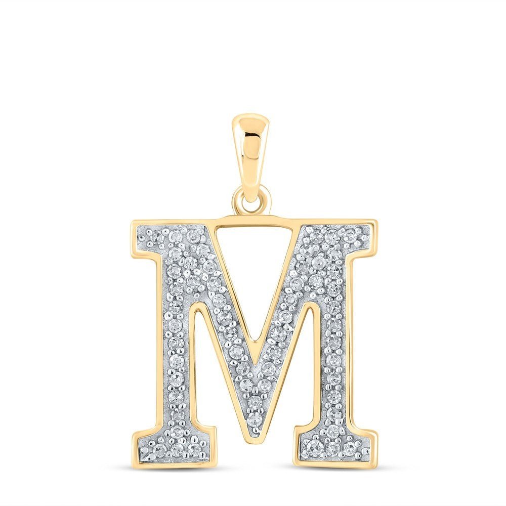10k Yellow Gold 0.11CTW Natural Diamond Initial "M" Charm 0.74g Letter Pendant - Elite Jewelers - Charms & Pendants