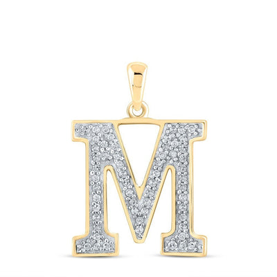 10k Yellow Gold 0.11CTW Natural Diamond Initial "M" Charm 0.74g Letter Pendant - Elite Jewelers - Charms & Pendants