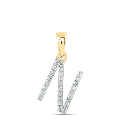 10k Yellow Gold 0.11CTW Natural Diamond Initial "N" Charm 0.67g Letter Pendant - Elite Jewelers - Charms & Pendants