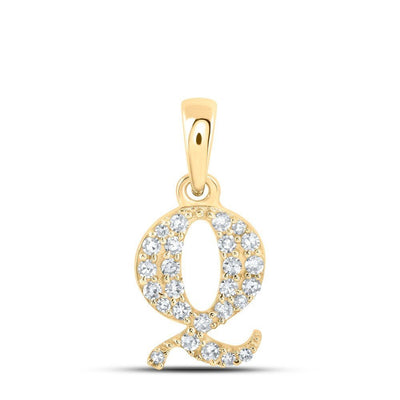 10k Yellow Gold 0.11CTW Natural Diamond Initial "Q" Charm 0.54g Letter Pendant - Elite Jewelers - Charms & Pendants