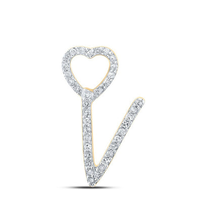 10k Yellow Gold 0.11CTW Natural Diamond Initial "V" Charm 0.79g Letter Pendant - Elite Jewelers - Charms & Pendants