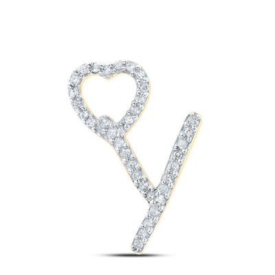 10k Yellow Gold 0.11CTW Natural Diamond Initial "Y" Charm 0.77g Letter Pendant - Elite Jewelers - Charms & Pendants