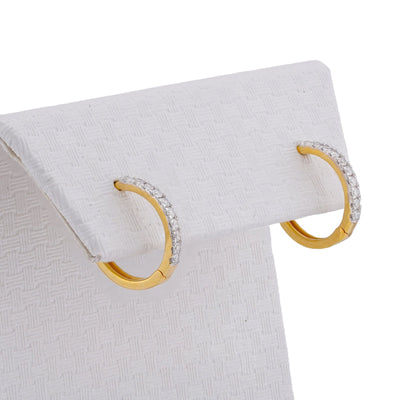 10K Yellow Gold 0.12CT Round Natural Diamond Men Women Hoops - Elite Jewelers-Earrings