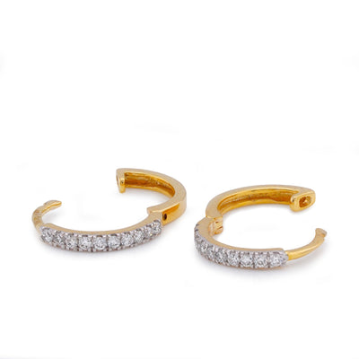 10K Yellow Gold 0.12CT Round Natural Diamond Men Women Hoops - Elite Jewelers-Earrings