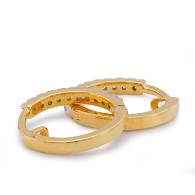 10K Yellow Gold 0.12CT Round Natural Diamond Men Women Hoops - Elite Jewelers-Earrings