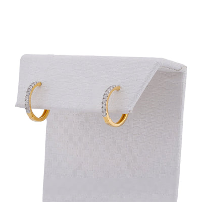 10K Yellow Gold 0.12CT Round Natural Diamond Men Women Hoops - Elite Jewelers-Earrings