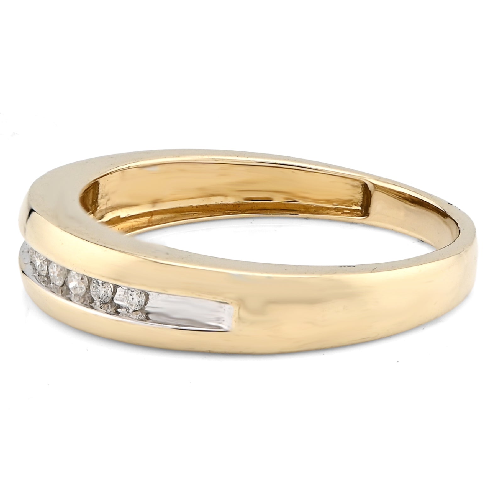 10K yellow Gold 0.12CT Single Row Natural Diamond Men Band - Elite Jewelers - Rings