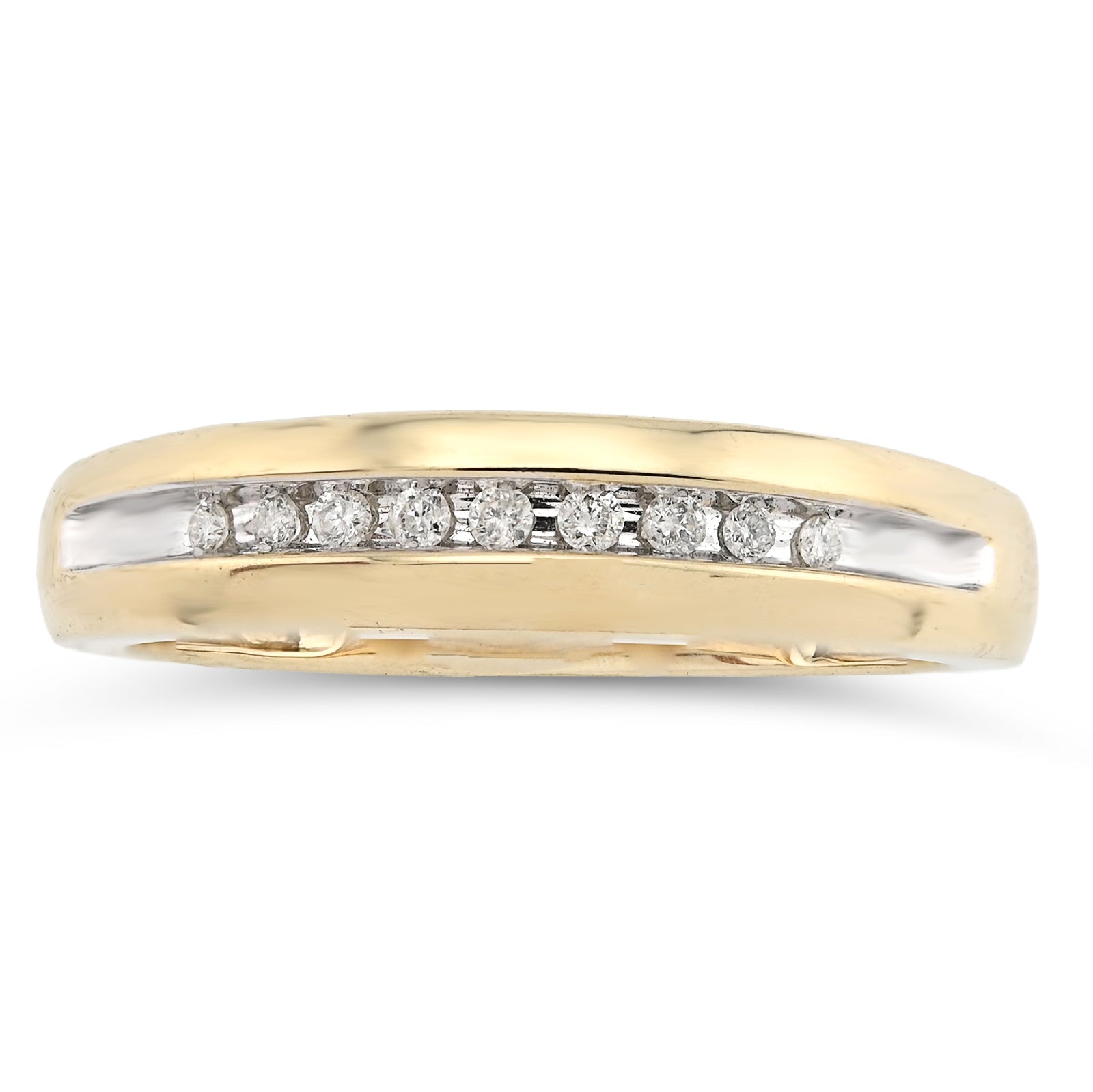 10K yellow Gold 0.12CT Single Row Natural Diamond Men Band - Elite Jewelers - Rings