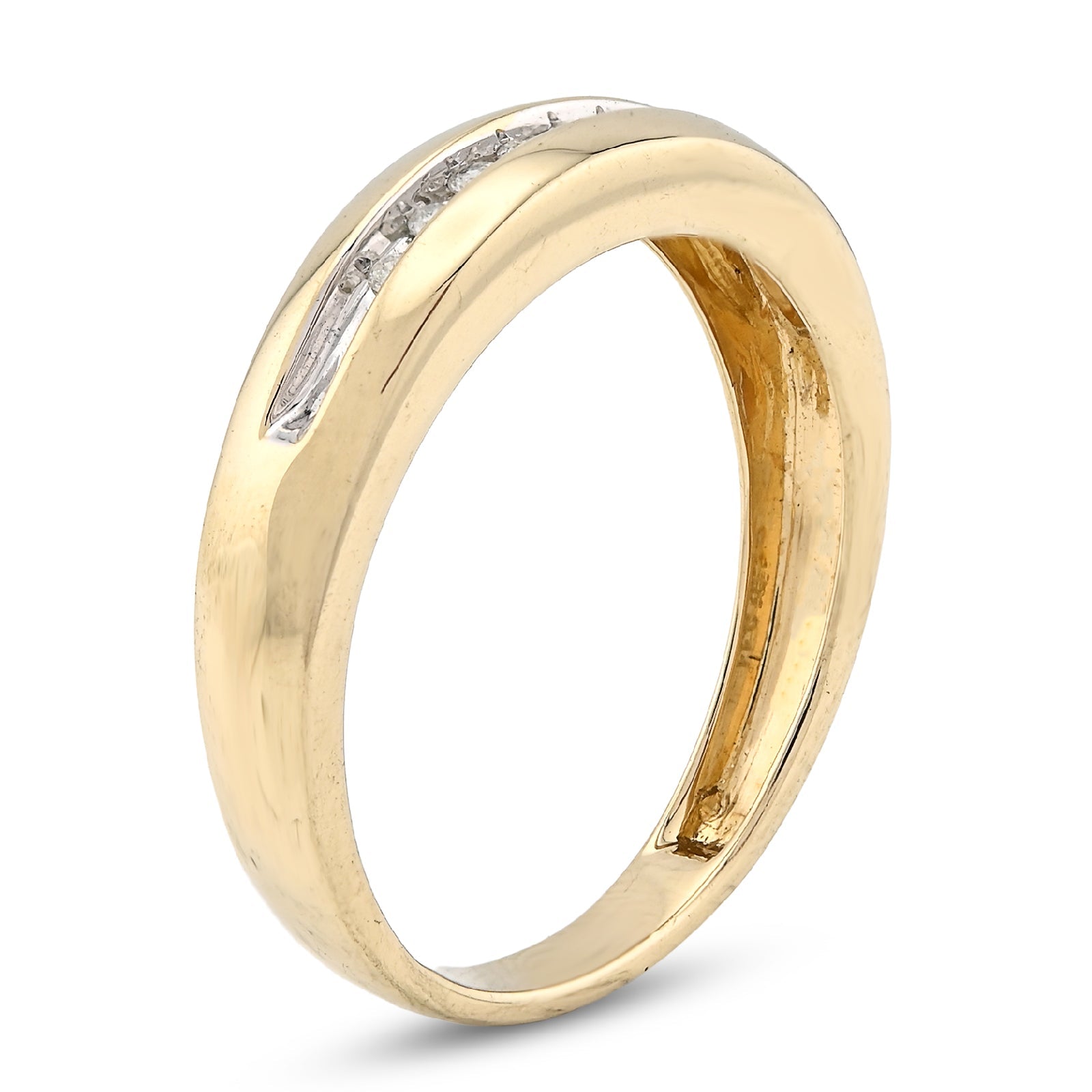 10K yellow Gold 0.12CT Single Row Natural Diamond Men Band - Elite Jewelers - Rings