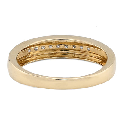 10K yellow Gold 0.12CT Single Row Natural Diamond Men Band - Elite Jewelers - Rings