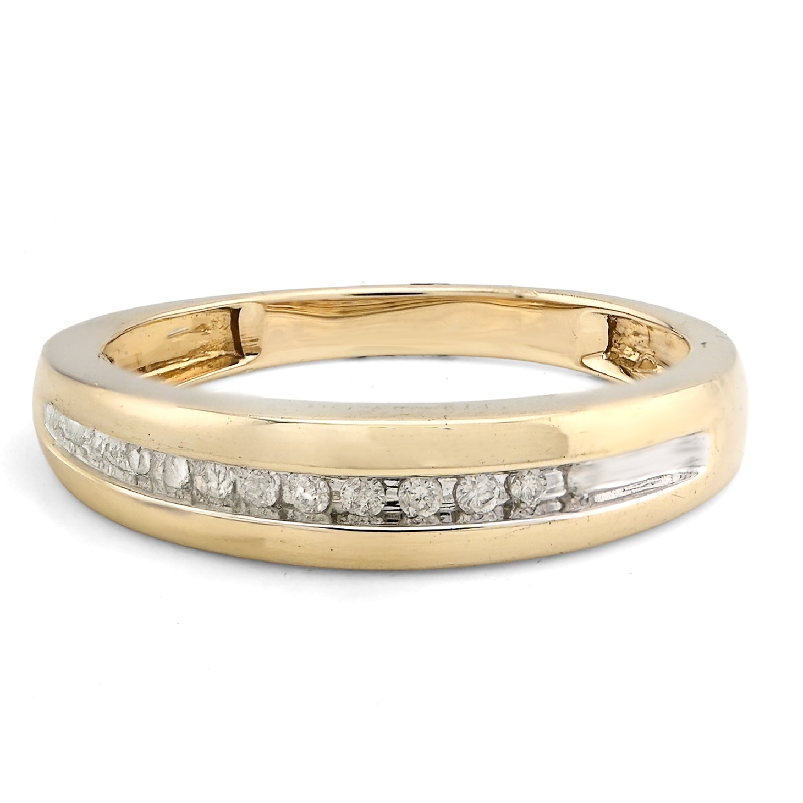 10K yellow Gold 0.12CT Single Row Natural Diamond Men Band - Elite Jewelers - Rings