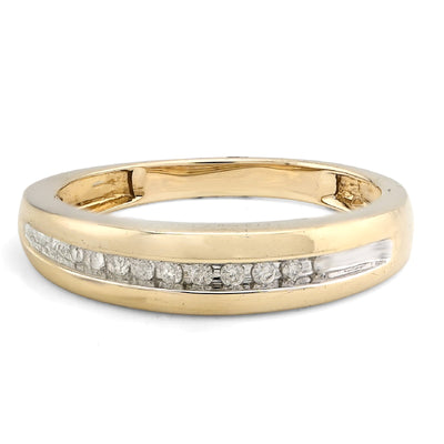10K yellow Gold 0.12CT Single Row Natural Diamond Men Band - Elite Jewelers - Rings