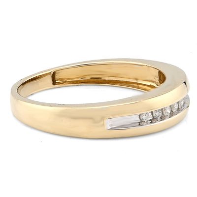 10K yellow Gold 0.12CT Single Row Natural Diamond Men Band - Elite Jewelers - Rings