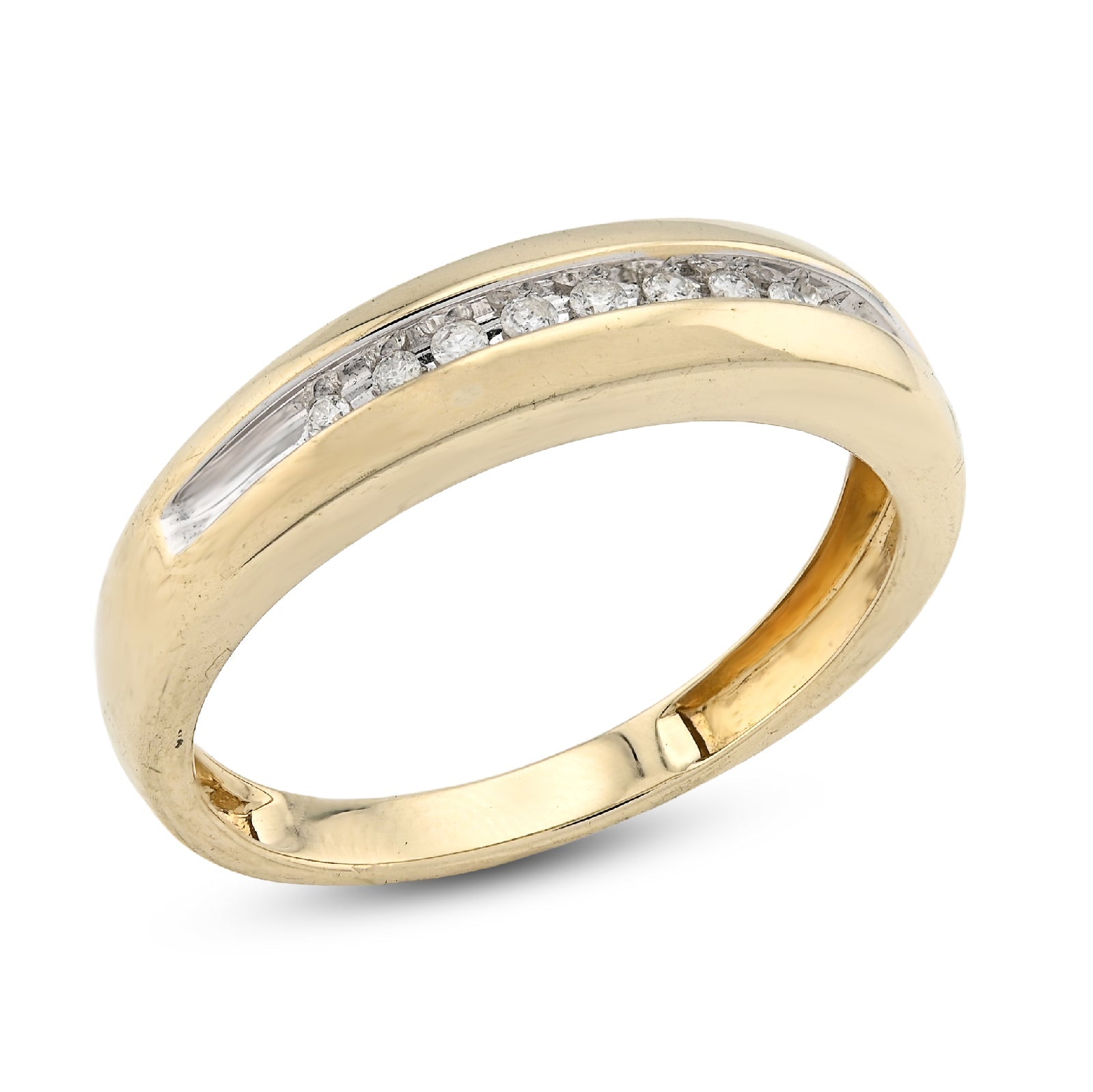 10K yellow Gold 0.12CT Single Row Natural Diamond Men Band - Elite Jewelers - Rings