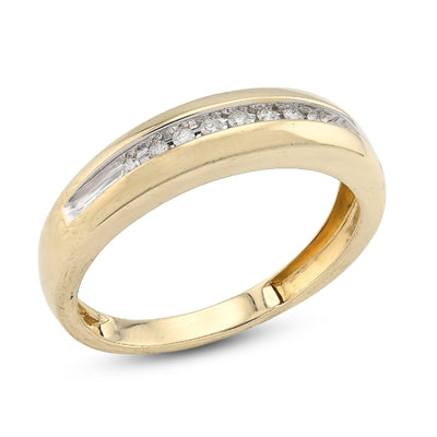10K yellow Gold 0.12CT Single Row Natural Diamond Men Band - Elite Jewelers - Rings