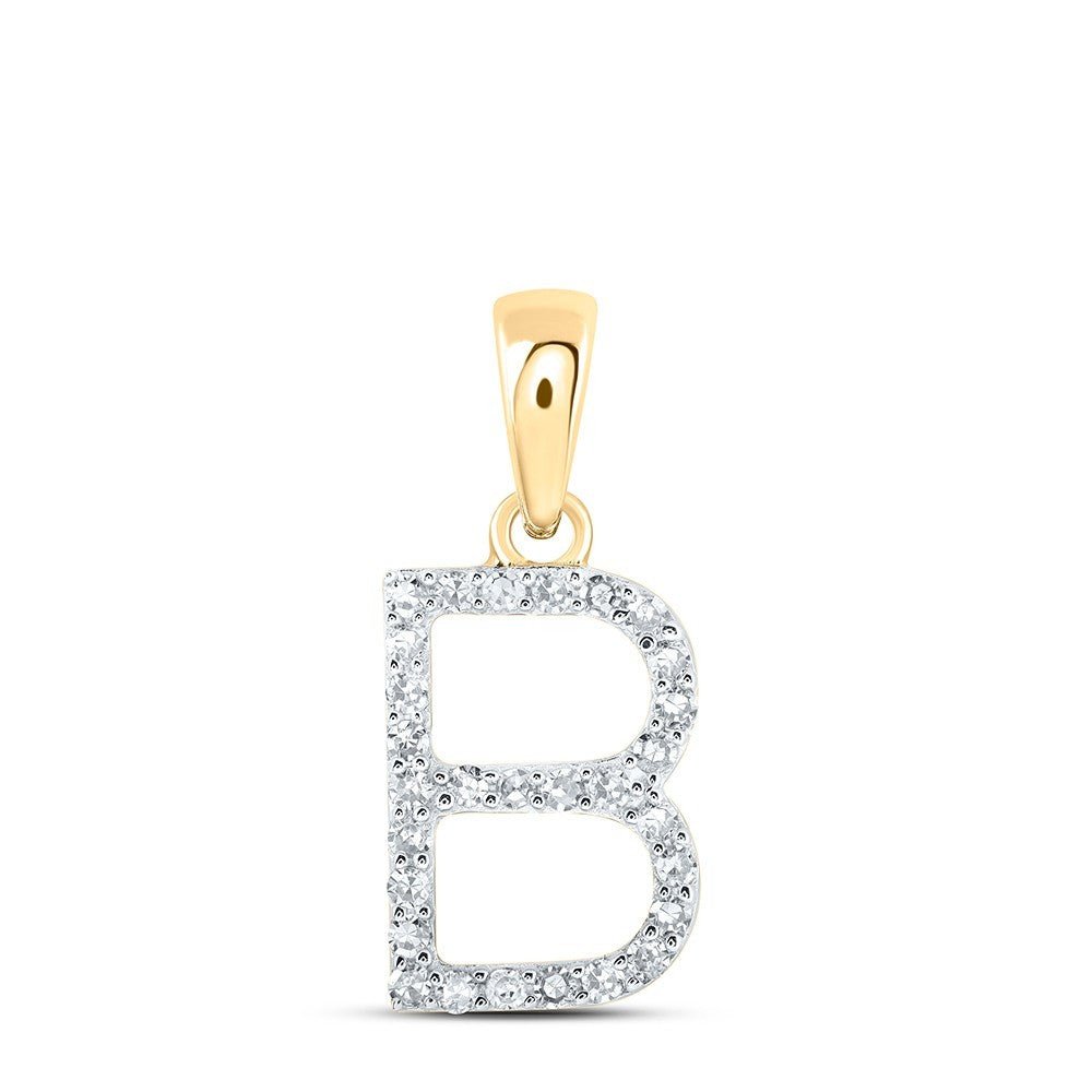 10k Yellow Gold 0.12CTW Natural Diamond Initial "B" Charm 0.66g Letter Pendant - Elite Jewelers - Charms & Pendants