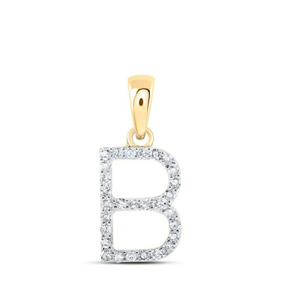 10k Yellow Gold 0.12CTW Natural Diamond Initial "B" Charm 0.66g Letter Pendant - Elite Jewelers - Charms & Pendants