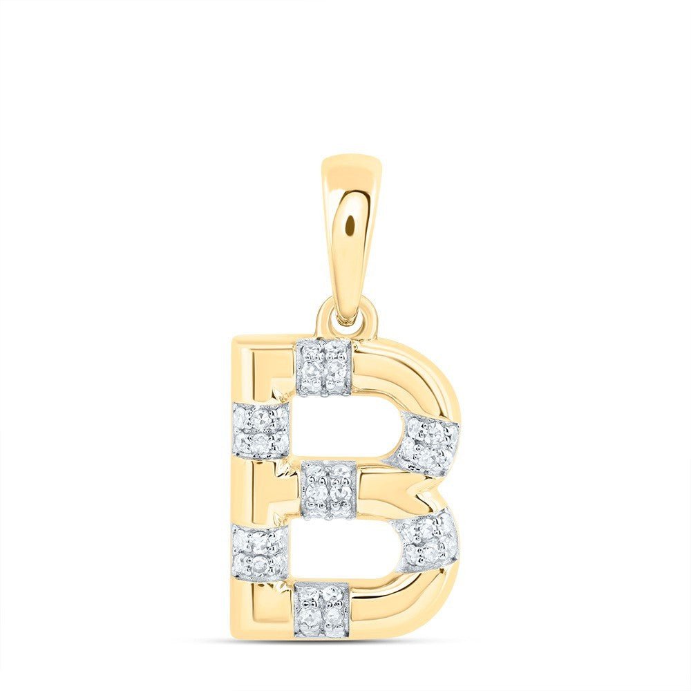 10k Yellow Gold 0.12CTW Natural Diamond Initial "B" Charm 1.9g Alphabet Pendant - Elite Jewelers - Charms & Pendants