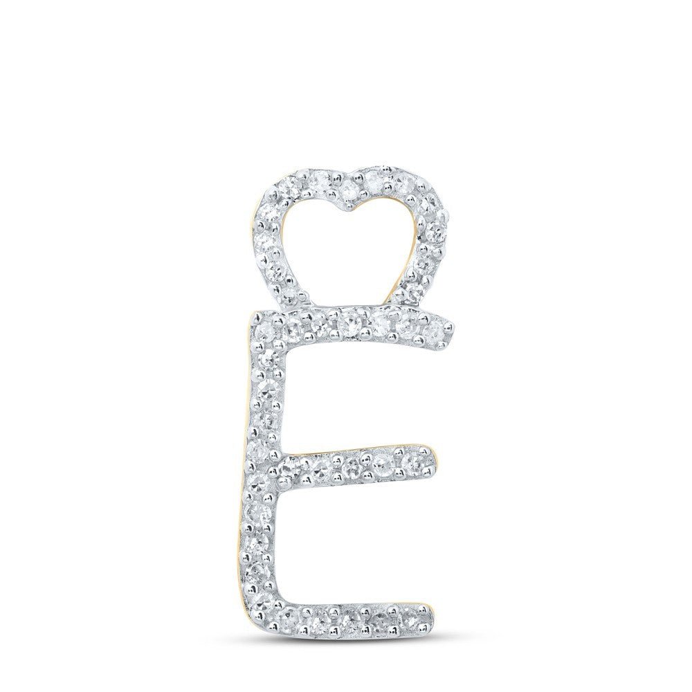 10k Yellow Gold 0.12CTW Natural Diamond Initial "E" Charm 0.86g Letter Pendant - Elite Jewelers - Charms & Pendants