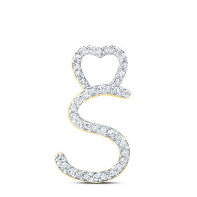10k Yellow Gold 0.12CTW Natural Diamond Initial "S" Charm 0.9g Alphabet Pendant - Elite Jewelers - Charms & Pendants
