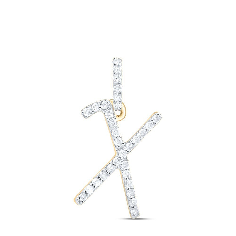 10k Yellow Gold 0.12CTW Natural Diamond Initial "X" Charm 0.38g Letter Pendant - Elite Jewelers - Charms & Pendants