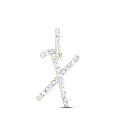 10k Yellow Gold 0.12CTW Natural Diamond Initial "X" Charm 0.38g Letter Pendant - Elite Jewelers - Charms & Pendants