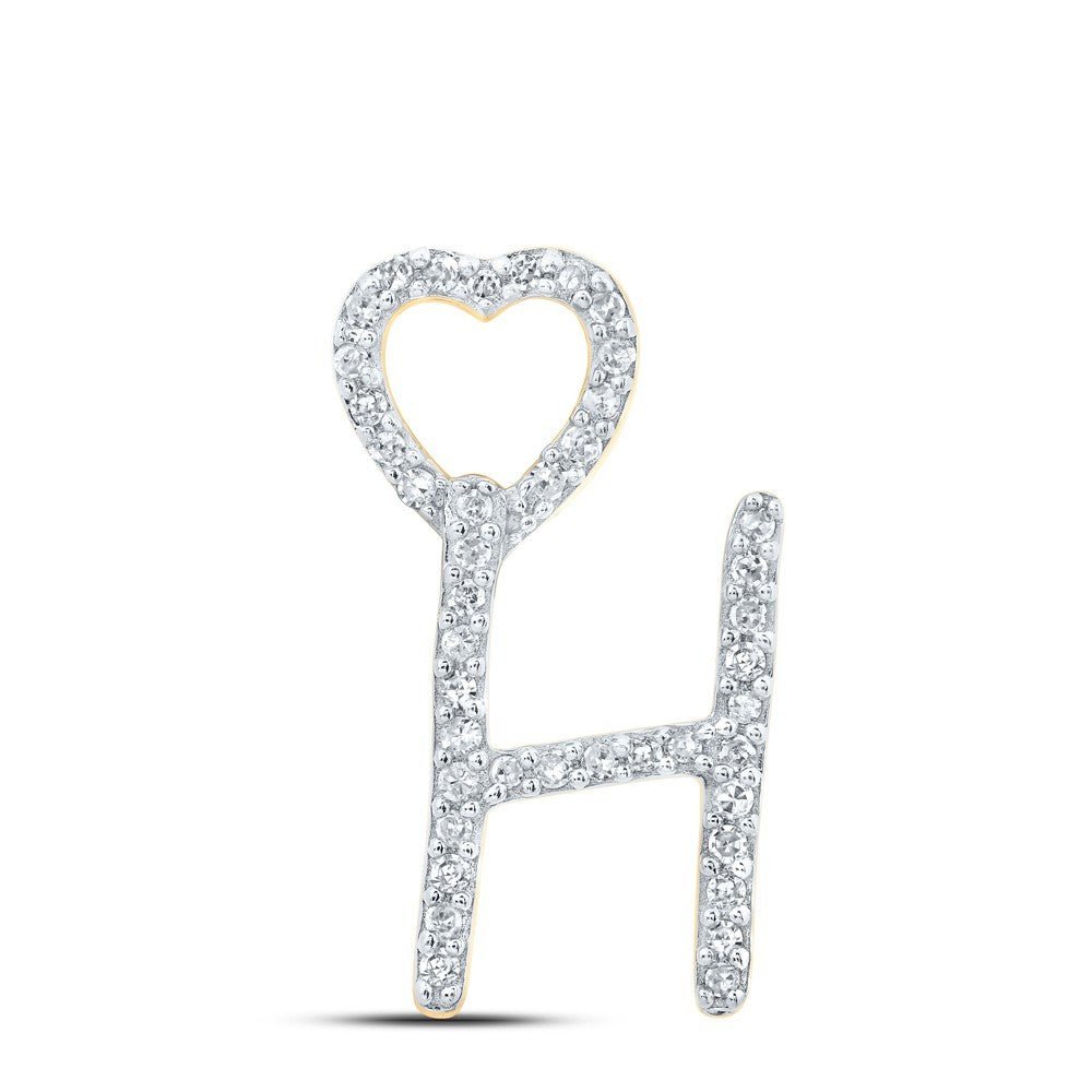 10k Yellow Gold 0.13CTW Natural Diamond Initial "H" Charm 0.9g Alphabet Pendant - Elite Jewelers - Charms & Pendants