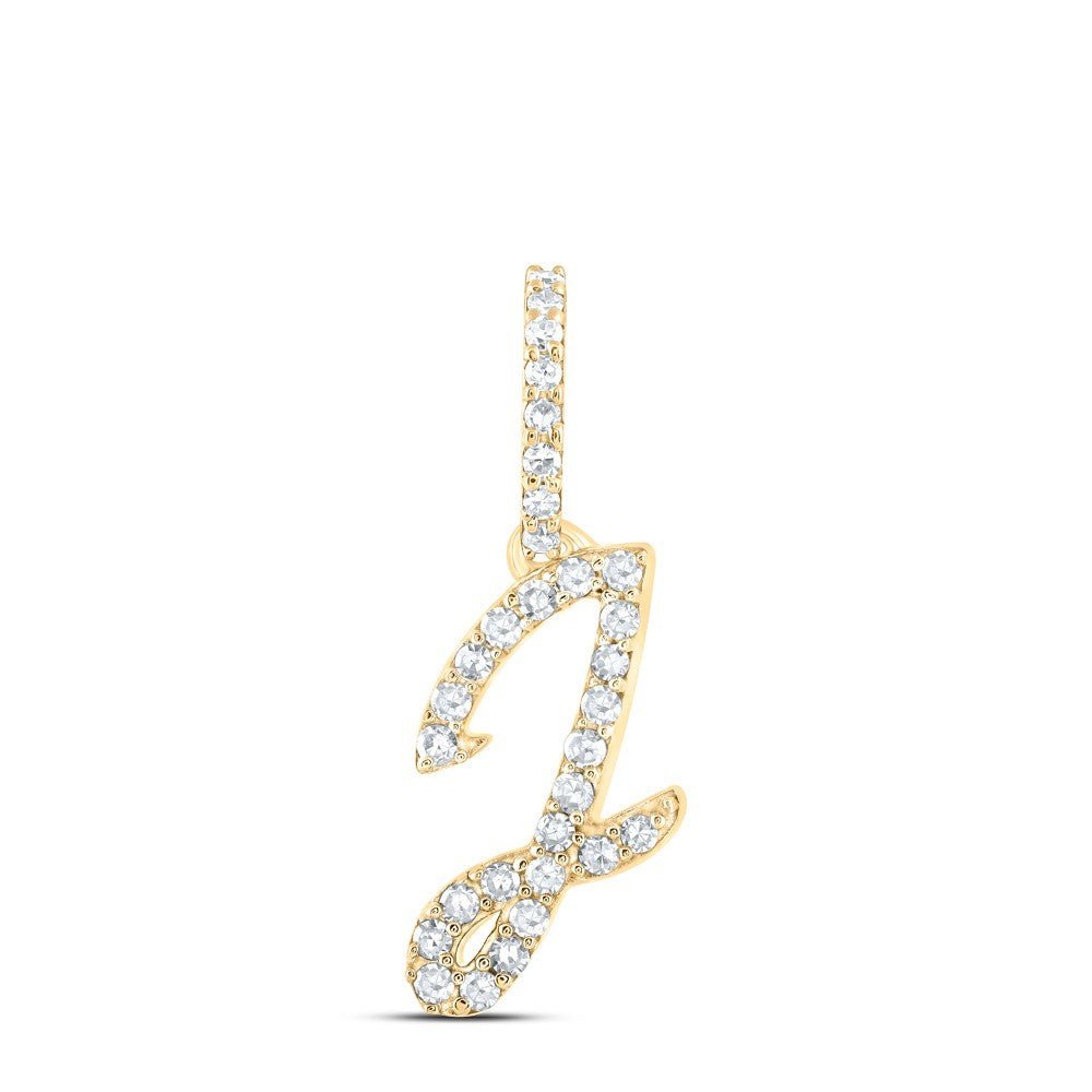 10k Yellow Gold 0.13CTW Natural Diamond Initial "J" Charm 0.61g Letter Pendant - Elite Jewelers - Charms & Pendants