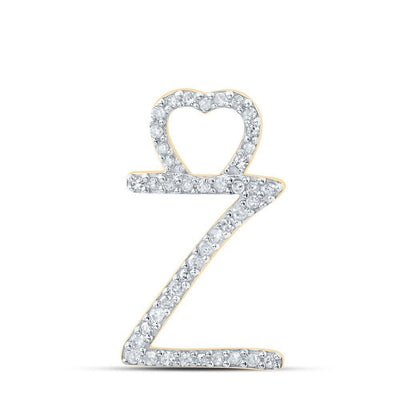 10k Yellow Gold 0.13CTW Natural Diamond Initial "Z" Charm 0.85g Letter Pendant - Elite Jewelers - Charms & Pendants