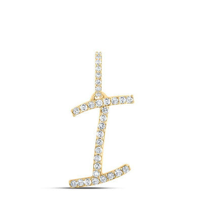 10k Yellow Gold 0.14CTW Natural Diamond Initial "I" Charm 0.56g Letter Pendant - Elite Jewelers - Charms & Pendants