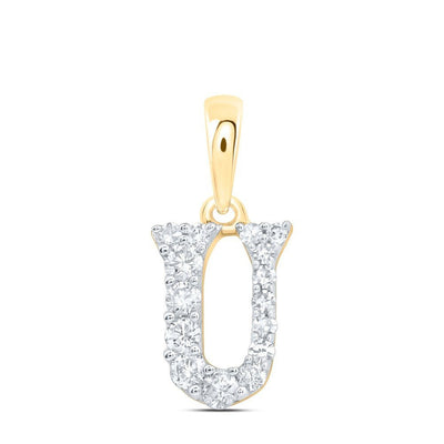 10k Yellow Gold 0.14CTW Natural Diamond Initial "U" Charm 0.36g Letter Pendant - Elite Jewelers - Charms & Pendants