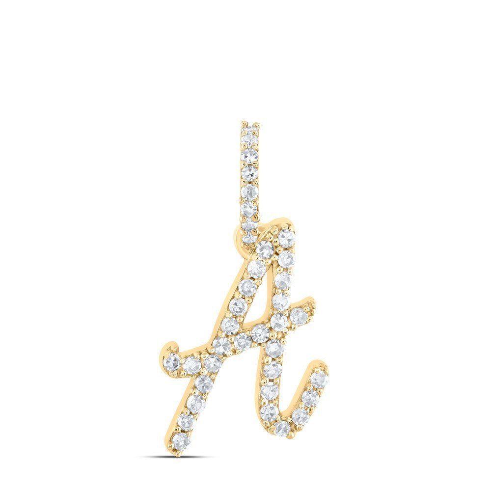 10k Yellow Gold 0.15CTW Natural Diamond Initial "A" Charm 0.7g Alphabet Pendant - Elite Jewelers - Charms & Pendants