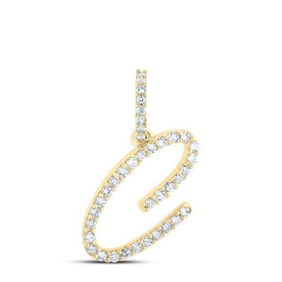 10k Yellow Gold 0.15CTW Natural Diamond Initial "C" Charm 0.72g Letter Pendant - Elite Jewelers - Charms & Pendants