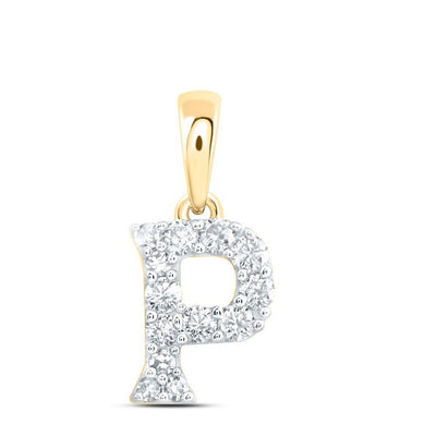 10k Yellow Gold 0.16CTW Natural Diamond Initial "P" Charm 0.34g Letter Pendant - Elite Jewelers - Charms & Pendants