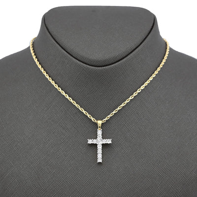 10k Yellow Gold 0.17CTW Natural Diamond Illusion Cross Pendant 3.1gms Mens Charm - Elite Jewelers - Charms & Pendants