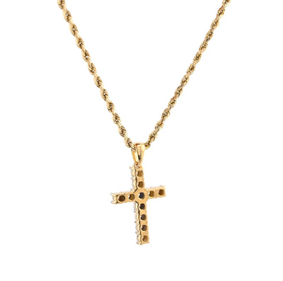 10k Yellow Gold 0.17CTW Natural Diamond Illusion Cross Pendant 3.1gms Mens Charm - Elite Jewelers - Charms & Pendants