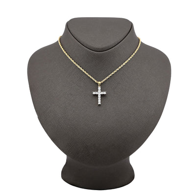 10k Yellow Gold 0.17CTW Natural Diamond Illusion Cross Pendant 3.1gms Mens Charm - Elite Jewelers - Charms & Pendants