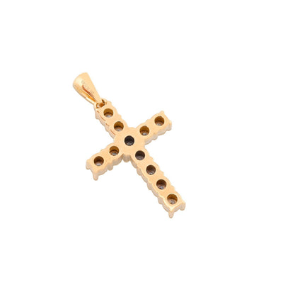 10k Yellow Gold 0.17CTW Natural Diamond Illusion Cross Pendant 3.1gms Mens Charm - Elite Jewelers - Charms & Pendants