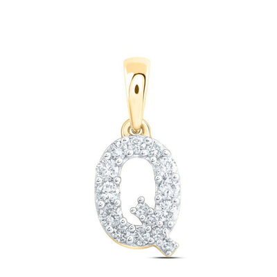 10k Yellow Gold 0.17CTW Natural Diamond Initial "Q" Charm 0.36g Letter Pendant - Elite Jewelers - Charms & Pendants