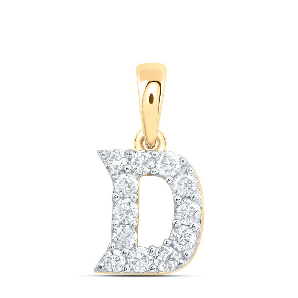 10k Yellow Gold 0.19CTW Natural Diamond Initial "D" Charm 0.4g Alphabet Pendant - Elite Jewelers - Charms & Pendants