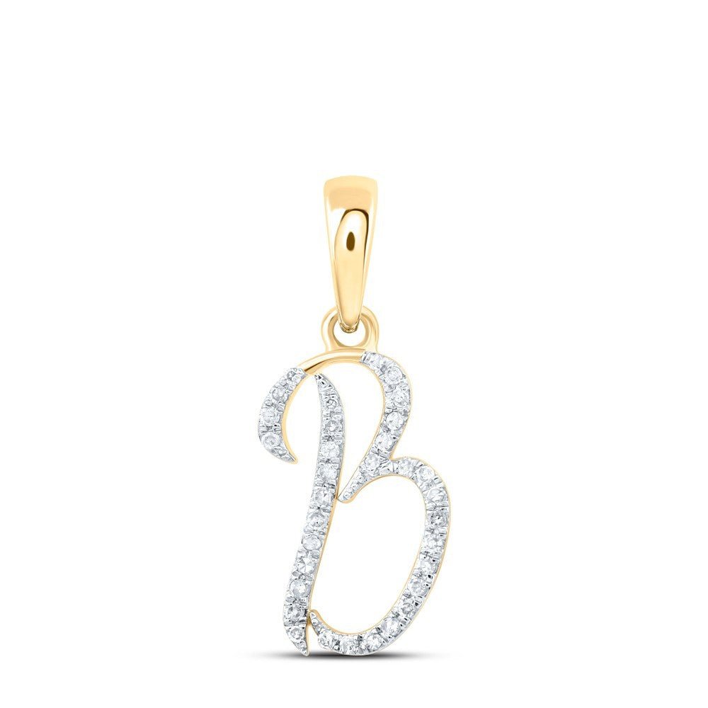 10k Yellow Gold 0.1CTW Natural Diamond Initial "B" Charm 0.66g Alphabet Pendant - Elite Jewelers - Charms & Pendants
