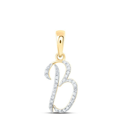 10k Yellow Gold 0.1CTW Natural Diamond Initial "B" Charm 0.66g Alphabet Pendant - Elite Jewelers - Charms & Pendants