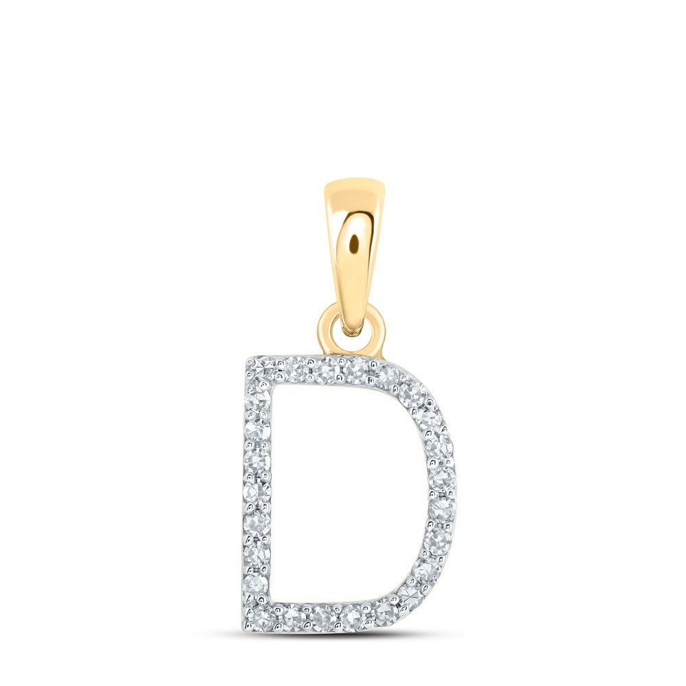 10k Yellow Gold 0.1CTW Natural Diamond Initial "D" Charm 0.57g Alphabet Pendant - Elite Jewelers - Charms & Pendants