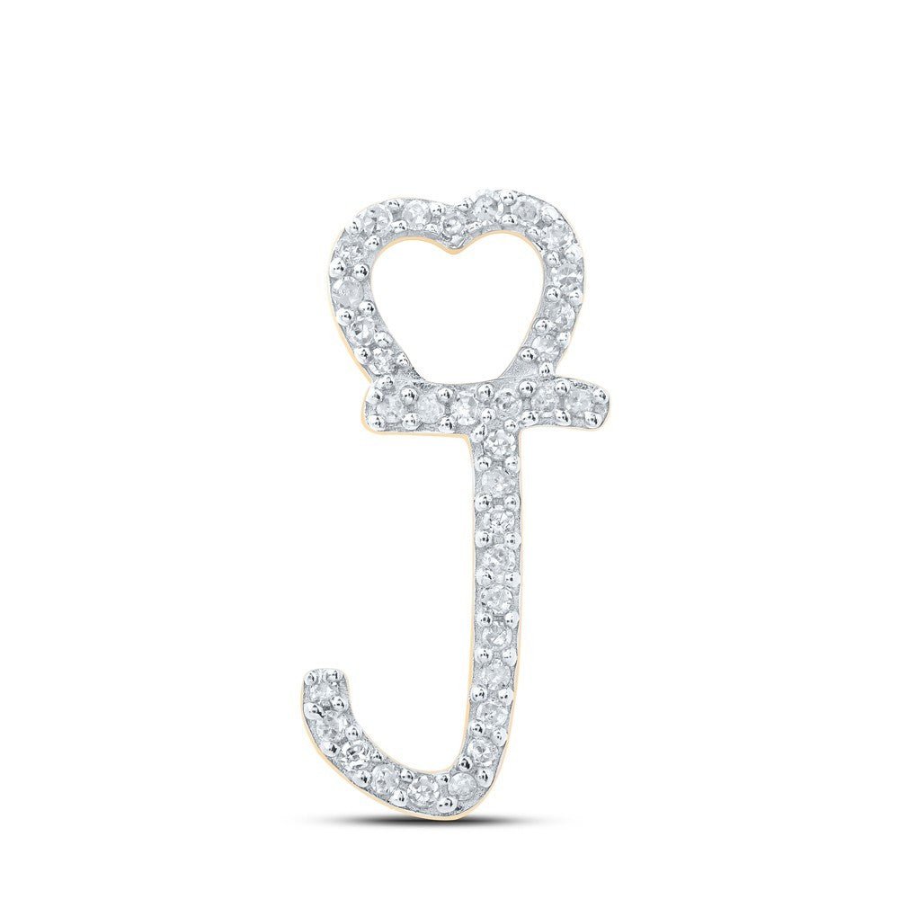 10k Yellow Gold 0.1CTW Natural Diamond Initial "J" Charm 0.81g Alphabet Pendant - Elite Jewelers - Charms & Pendants