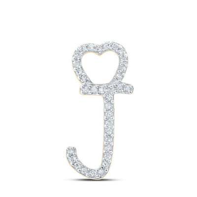 10k Yellow Gold 0.1CTW Natural Diamond Initial "J" Charm 0.81g Alphabet Pendant - Elite Jewelers - Charms & Pendants